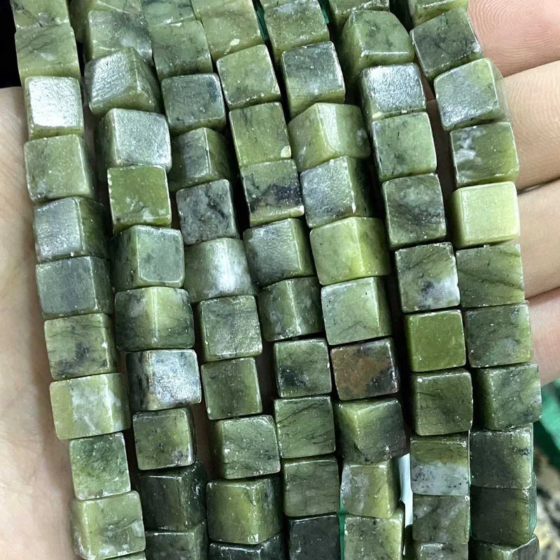 Natural Green Jade Beads - Cylinder, Square, Irregular, Faceted for Jewelry Making