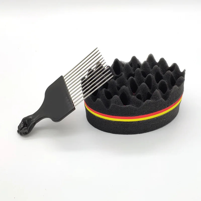 Oval Double Sides Twist Hair Sponge Brush for Afro & Braid Styling