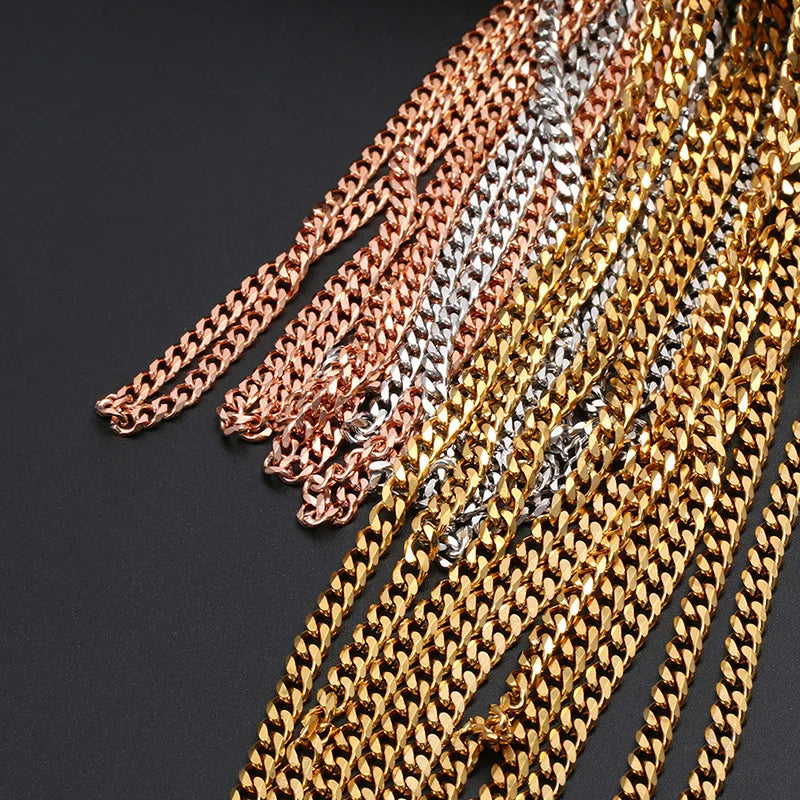 3mm Stainless Steel Rope Chain Necklace - Gold, Red-Brown & Length Variants