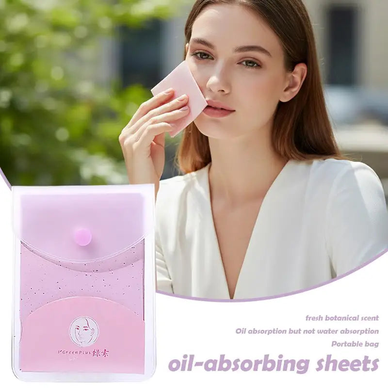160 Sheets Oil Control Blotting Papers with Travel Case - Green Tea Face Tissues