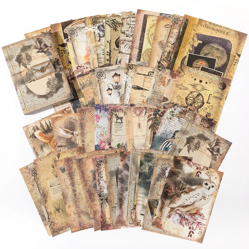 100 pcs Vintage Scrapbooking Paper Set for DIY Album & Craft Projects - Multiple Colors