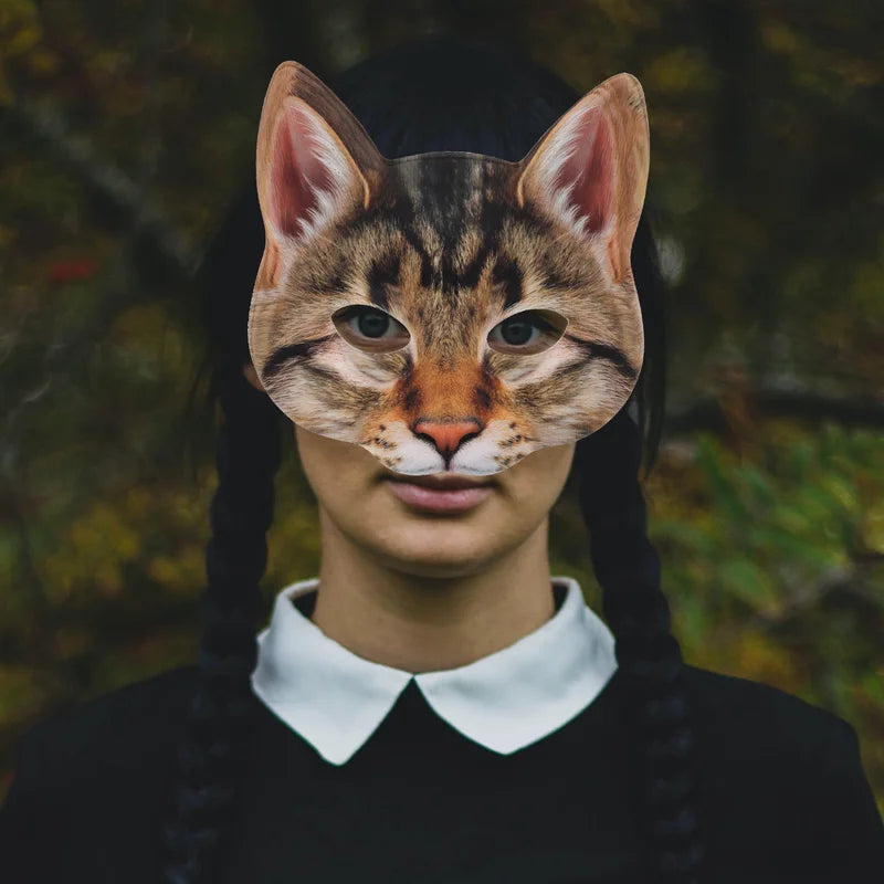Cat Mask Halloween Headband with Veil Costume Masquerade Cosplay Face Accessory