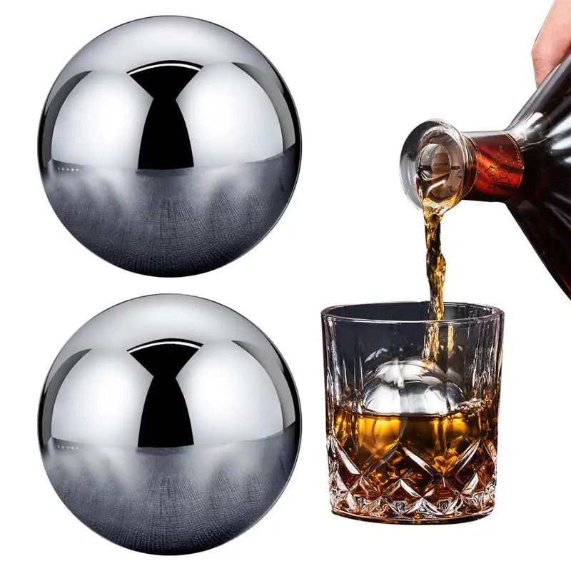 Reusable Stainless Steel Whiskey Stones Ball Set - Gift Boxed, 1 or 2 Pieces