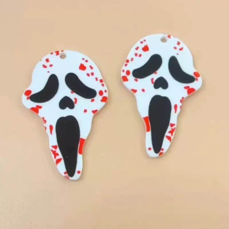Halloween Ghost Acrylic Charm Pack for Jewelry Making & Keychains - 10 Pcs