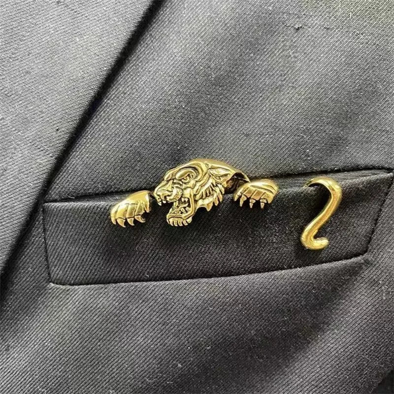 Creative Crocodile Tiger Octopus Animal Brooches for Men Women - Retro Jewelry