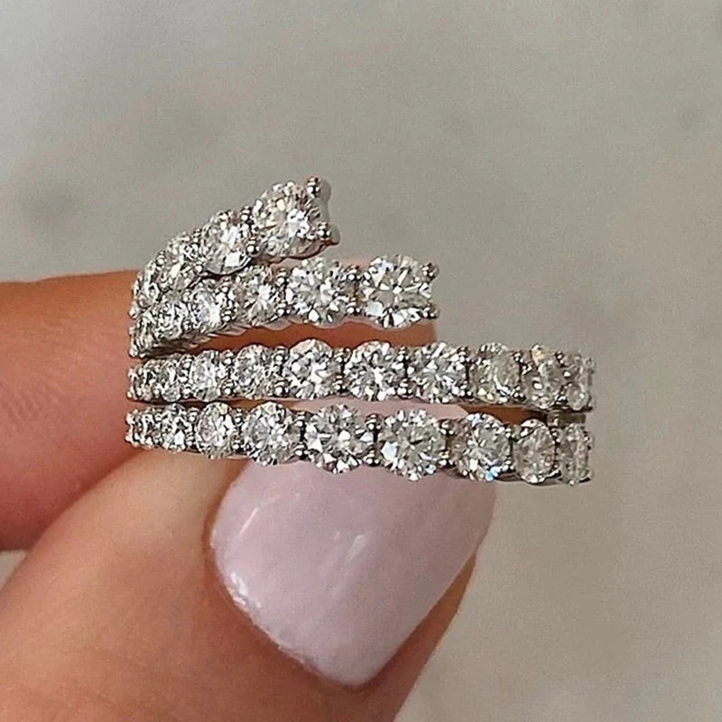 Women’s Silver Cubic Zirconia Wedding & Bridal Ring - Stylish Modern Jewelry