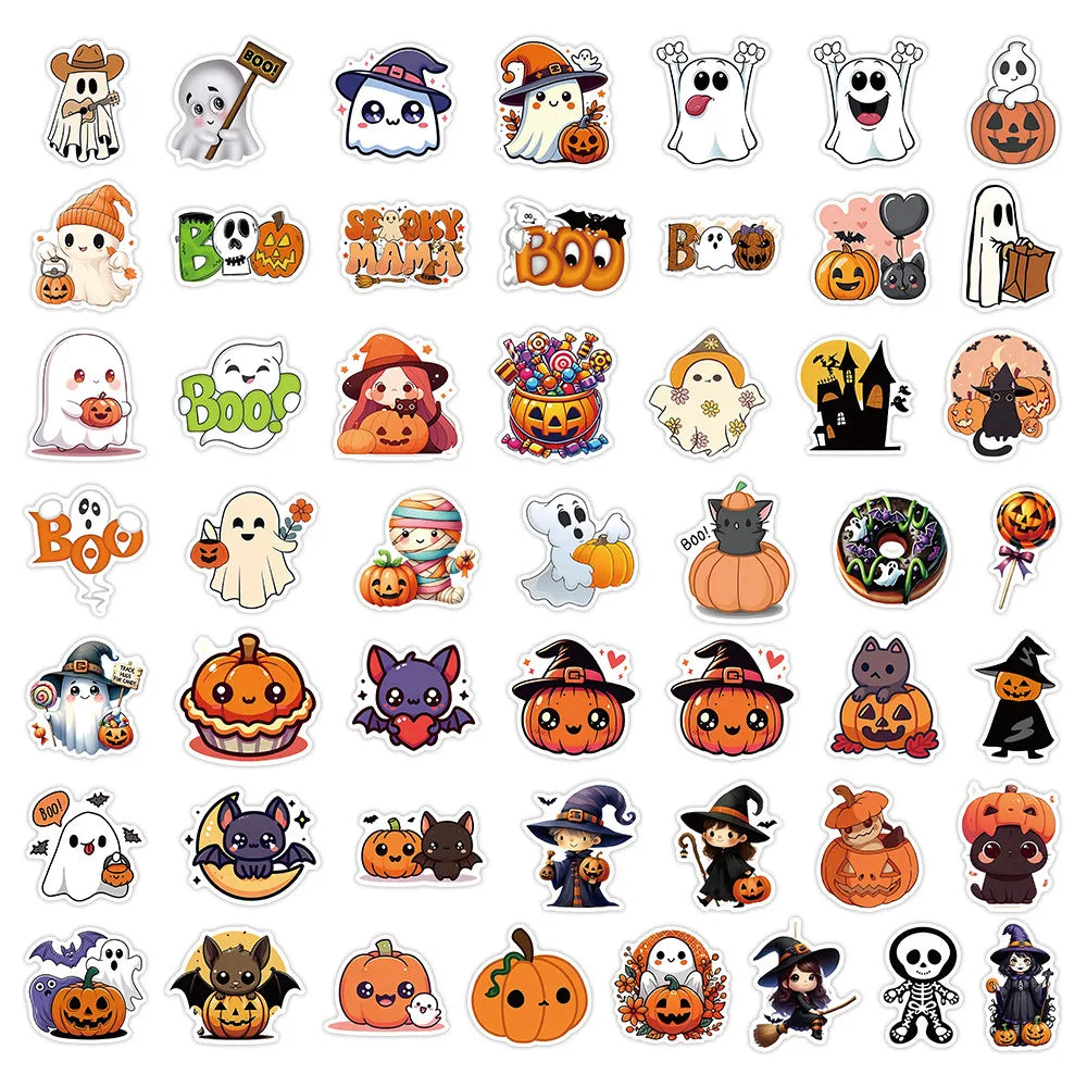 50-Piece Halloween Sticker Set - Decorative Decals for Notebooks & Phone Cases