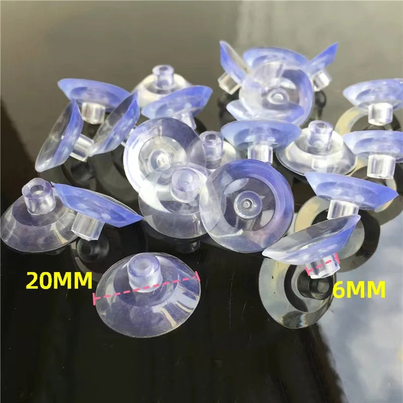 Strong Vacuum Suction Cups for Glass & Surfaces - Clear, Soft PVC, 18-30mm