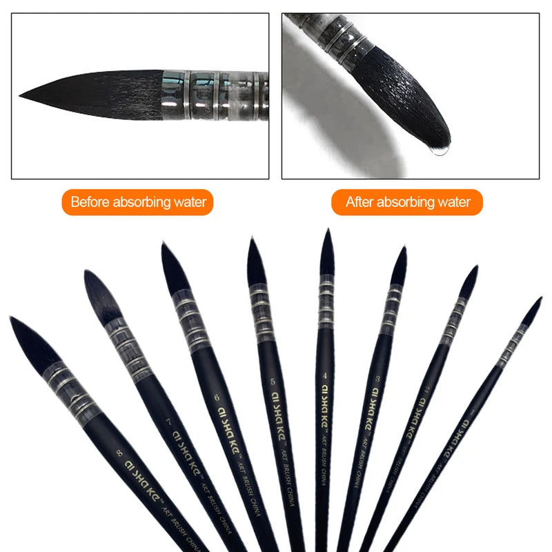 Professional Watercolor Paint Brush Set - Wooden Handles for Artists