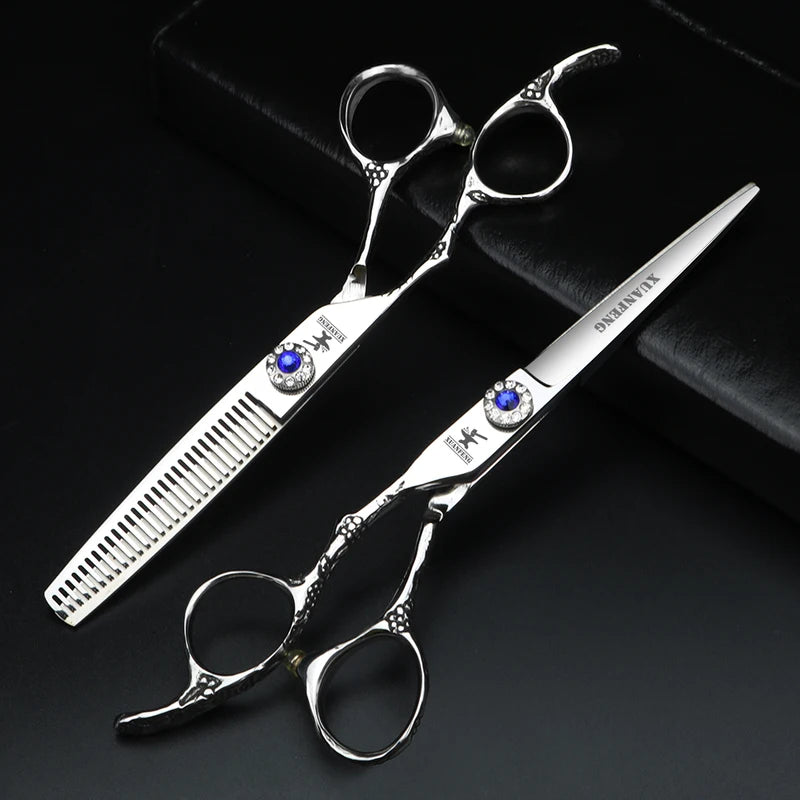 6-Inch Left Hand Hair Scissors with Japanese 440C Steel Thinning & Cutting Blades
