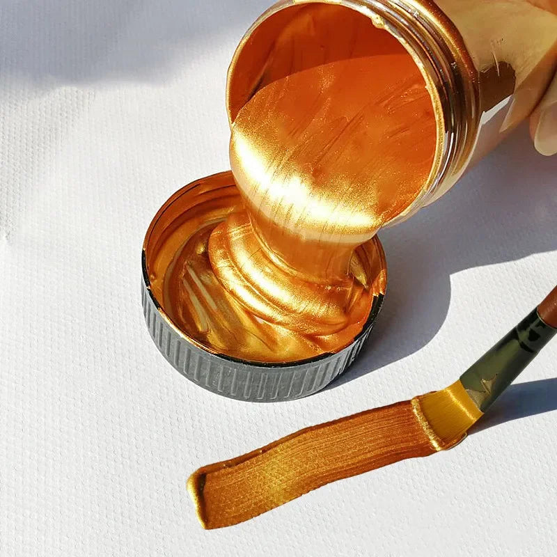 Waterproof Gold Metallic Acrylic Paint for Art & DIY Projects - 100/300ml