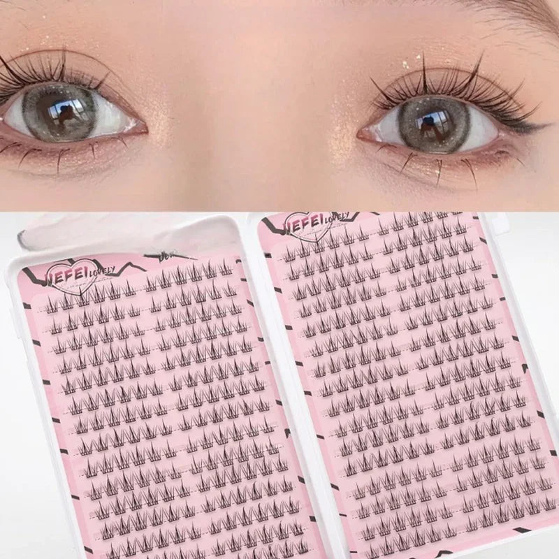 Sunflower False Eyelash Extension Kit - Natural C-Shape Clusters 9-11mm, Lightweight, Large Capacity