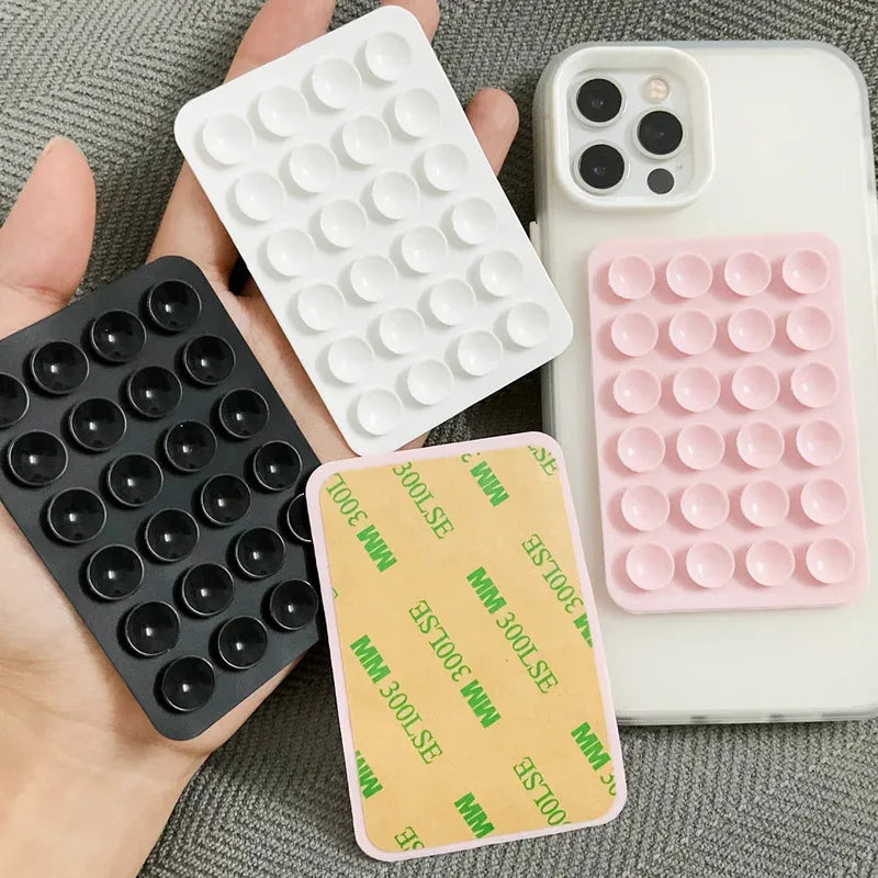 Candy Color Silicone Phone Mount - Non-Slip Suction Stand with 3M Adhesive