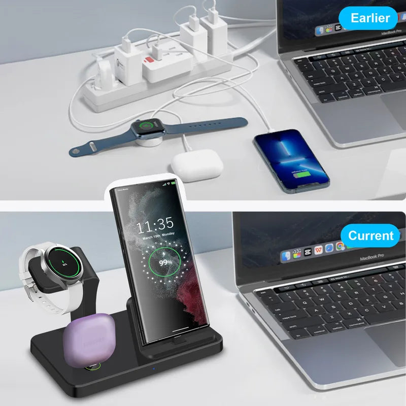 3 in 1 Wireless Charging Dock Station for Samsung Galaxy Watch and Phone