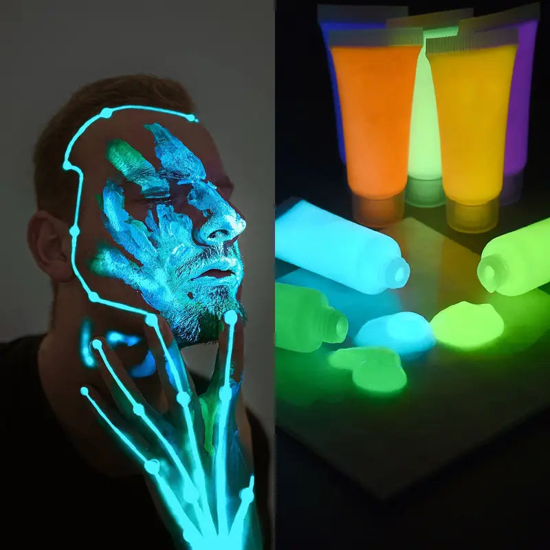 Glow In The Dark Acrylic Paint Set 15g Fluorescent Luminous Pigments for DIY Art and Decoration