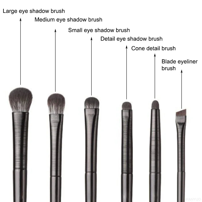 6pcs Eye Makeup Brush Set for Eyeshadow Eyeliner Contouring Portable Cosmetic Tools