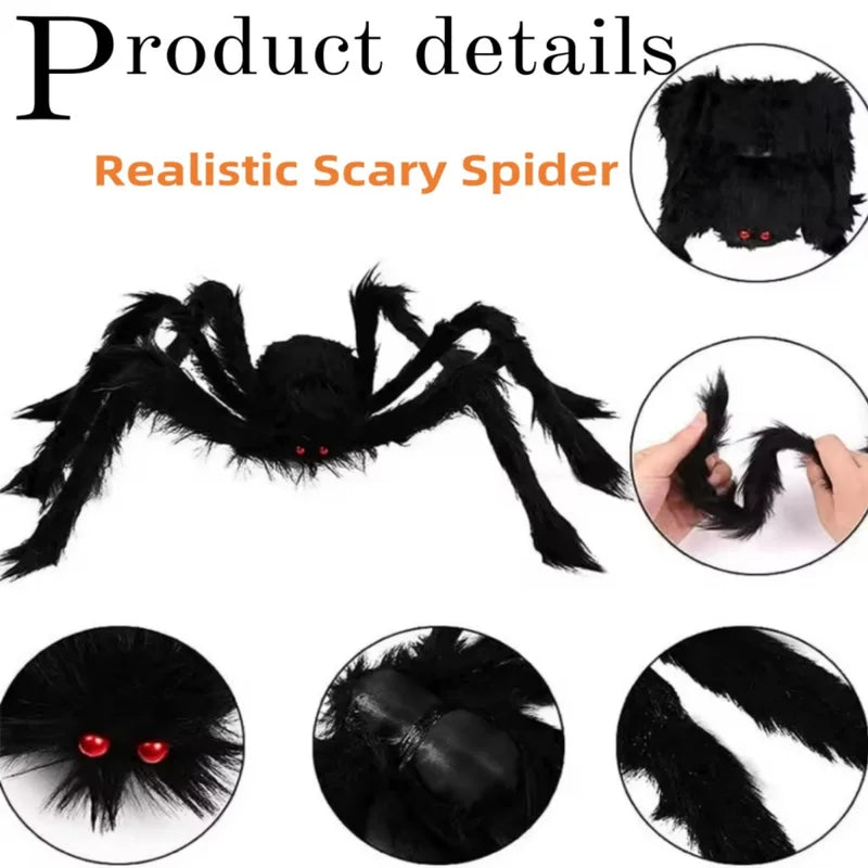 Giant Plush Spider Halloween Decoration Outdoor Prank Prop 30-200cm