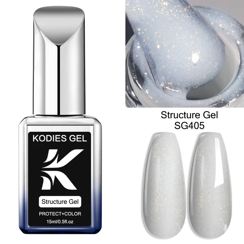 Semi Permanent UV Nail Gel Base Coat with Pearl Shine - 15ML, Self-Leveling Construction Gels