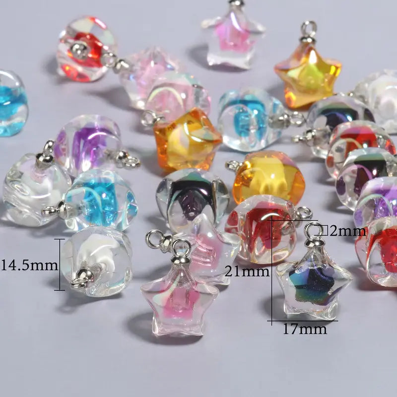10pcs Clear AB Colorful Star Acrylic Charms Beads Pendant Jewelry Making Supplies