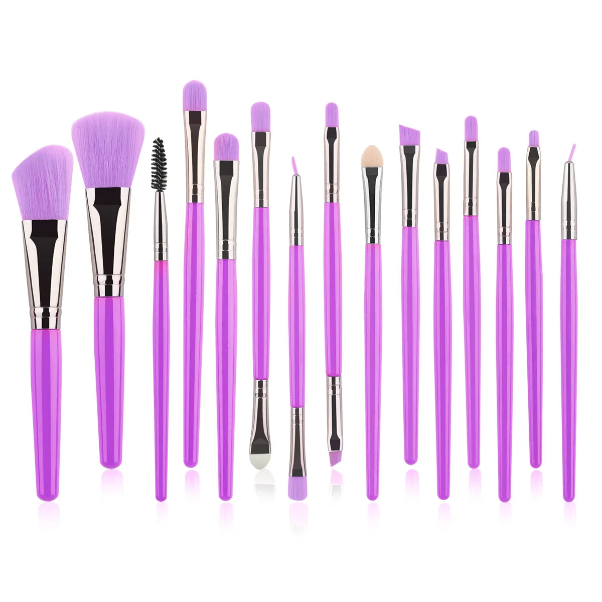 15pc Makeup Brush Set with Face Eye Lip Foundation Blush Eyelash Tools - Color Variations