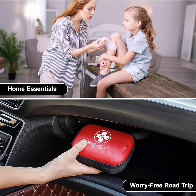 Mini Waterproof First Aid Kit with 150+ Emergency Medical Supplies - Compact & Portable for Home, Travel, Camping, Car, Sports