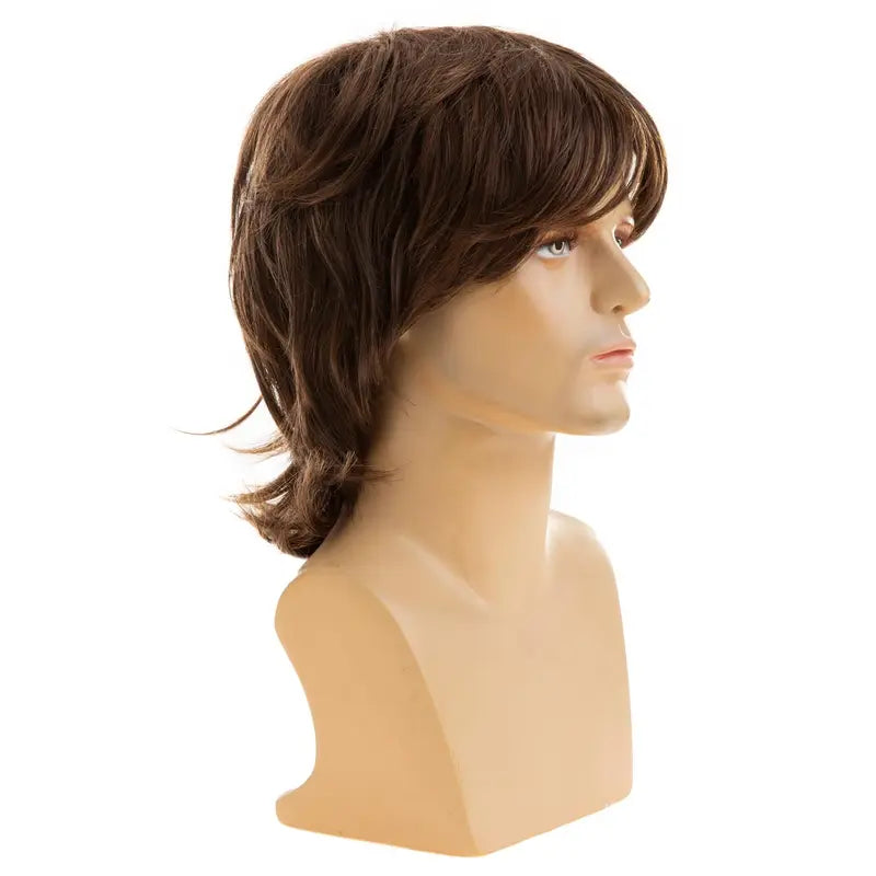 Men's Brown Synthetic Wig for Cosplay & Parties - Realistic, Youthful Style