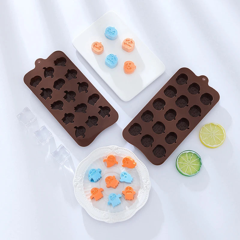 Halloween Silicone Mold Ghost Pumpkin Bat Chocolate Cake Ice Cube Baking Mold