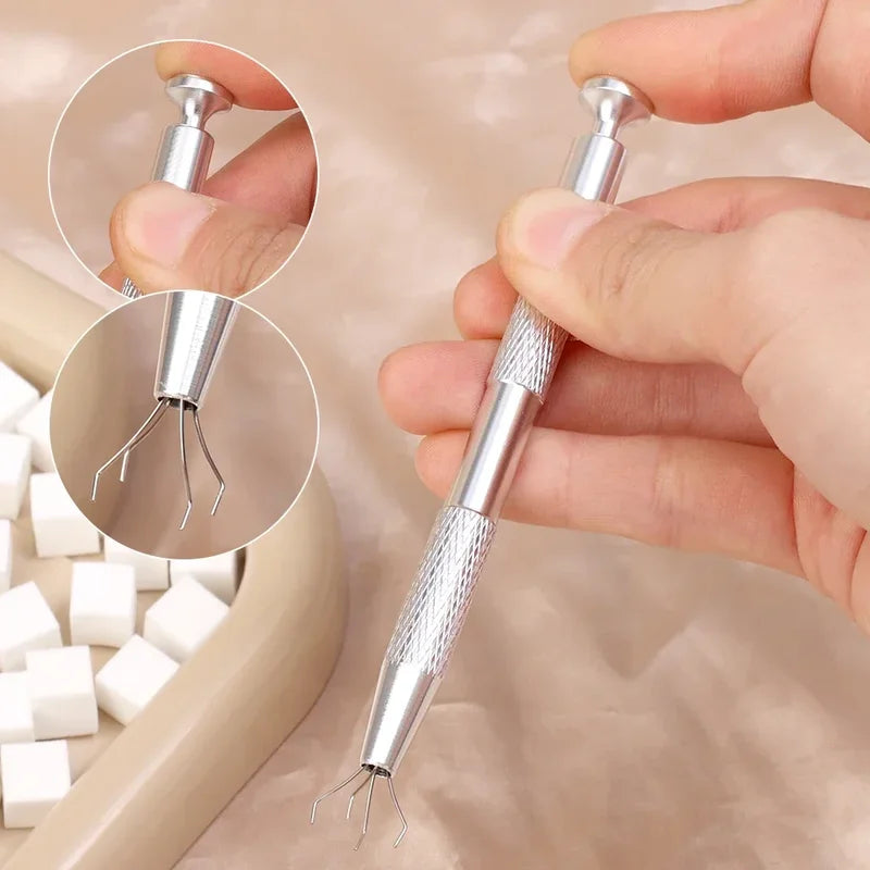 Mini Square Nail Art Sponge Set with Claw Grabber for Manicure & Nail Decoration