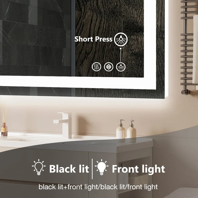 LED Bathroom Vanity Mirror with Anti-Fog and Adjustable Lighting - Wall Mount, 36x24 Inches