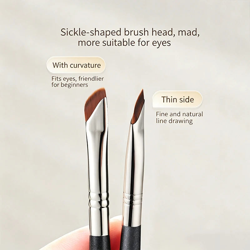 Multi-Function Eyeliner and Eyebrow Makeup Brush Set - Sickle Blade Design
