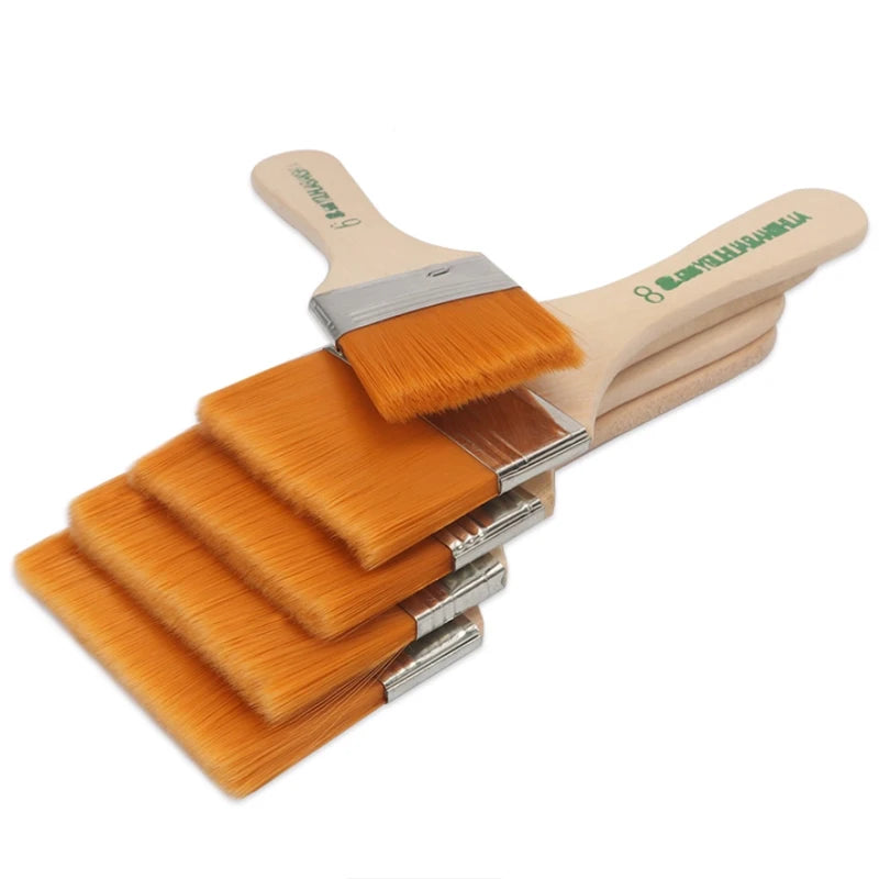 Nylon Flat Head Oil Paint Brush Set for Acrylic & Watercolor - No Shedding