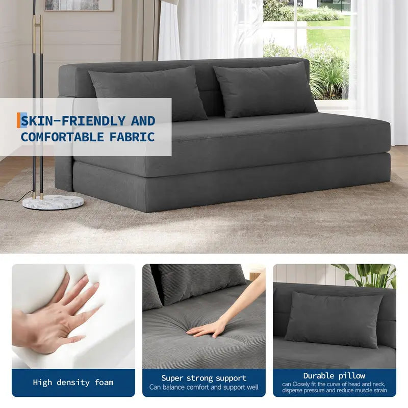 4-in-1 Folding Sofa Bed Convertible Sleeper Couch with Pillow - Space-Saving Loveseat & Chair