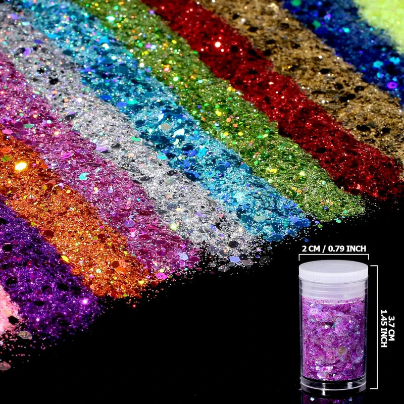 32 Color Glitter Powder Set for Face Body Nails Crafts and Art Projects