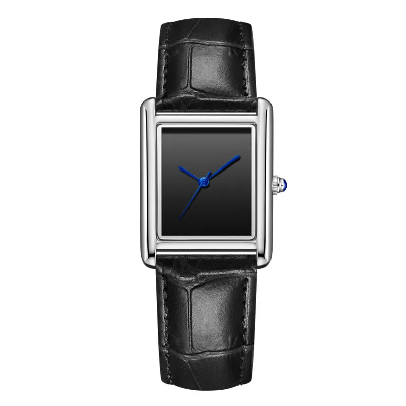 Unisex Square Leather Waterproof Quartz Watch - Business Casual Couple Watch