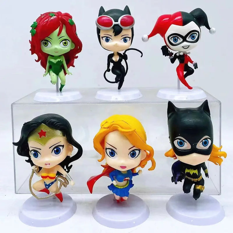 Superhero Catwoman Wonder Woman Action Figures Set 8cm - 6pcs Toys