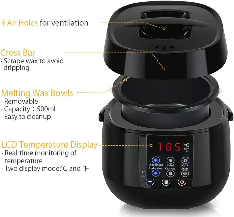 500ml Hair Removal Wax Heater Machine with Temperature Control - Paraffin & Wax Warmer