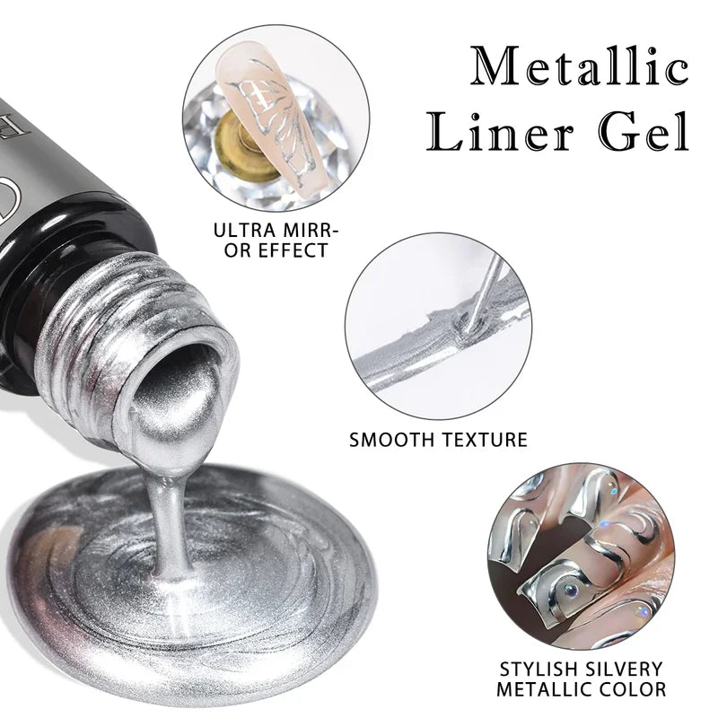 2pcs Metallic Gel Nail Polish Set - 5ml Gold Silver Mirror Mirror Chrome UV LED