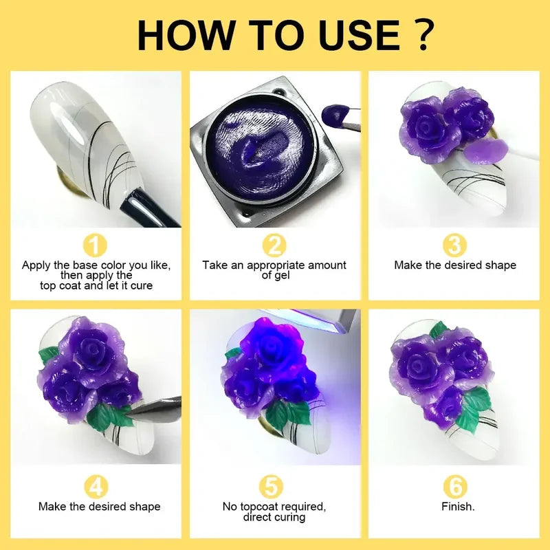 Nail Art UV Plasticine Gel for DIY Carving Patterns 3D Flower Creations