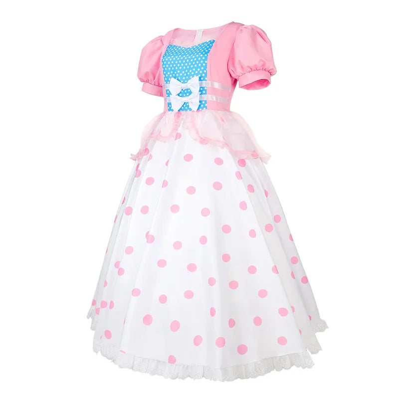 Anime Bo Peep Cosplay Costume Dress with Hat for Women and Girls