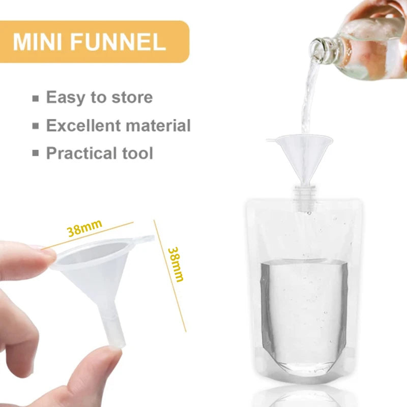 Travel Drink Pouch 100ml-500ml Transparent Plastic Bags for Juice & Beverage Storage