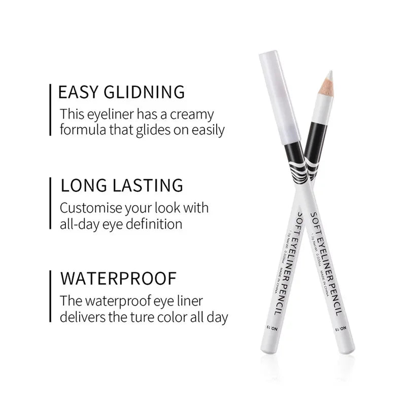 White Waterproof Eyeliner Pencil for Brightening and Eye Definition - Soft & Long-Lasting Makeup Tool