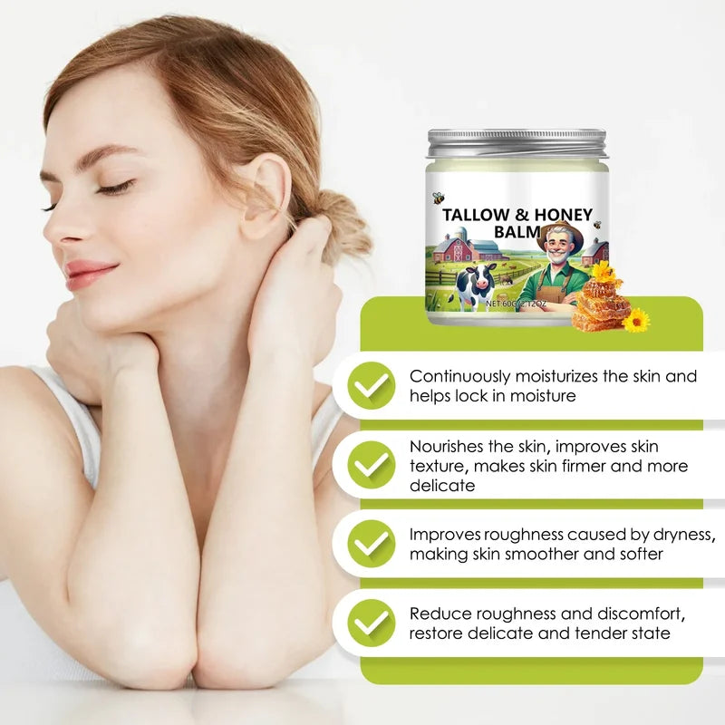 Moisturizing Body Cream with Tallow & Honey for Deep Hydration & Skin Repair