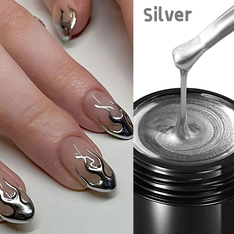 5ml Metallic Chrome Gel Polish Set - Gold Silver Rose Gold Mirror Nail Art