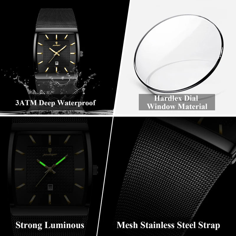 Luxury Men’s Waterproof Luminous Stainless Steel Mesh Watch - Business Quartz