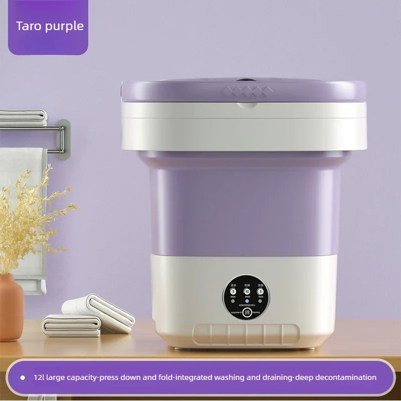 12L Portable Foldable Mini Washing Machine for Travel Dorms & Baby Care