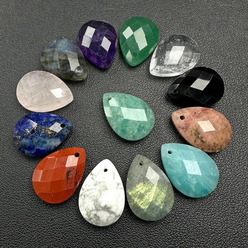 Water Drop Shape Gem Charms for Jewelry Making - Faceted Amazonite Pendant 13x18mm