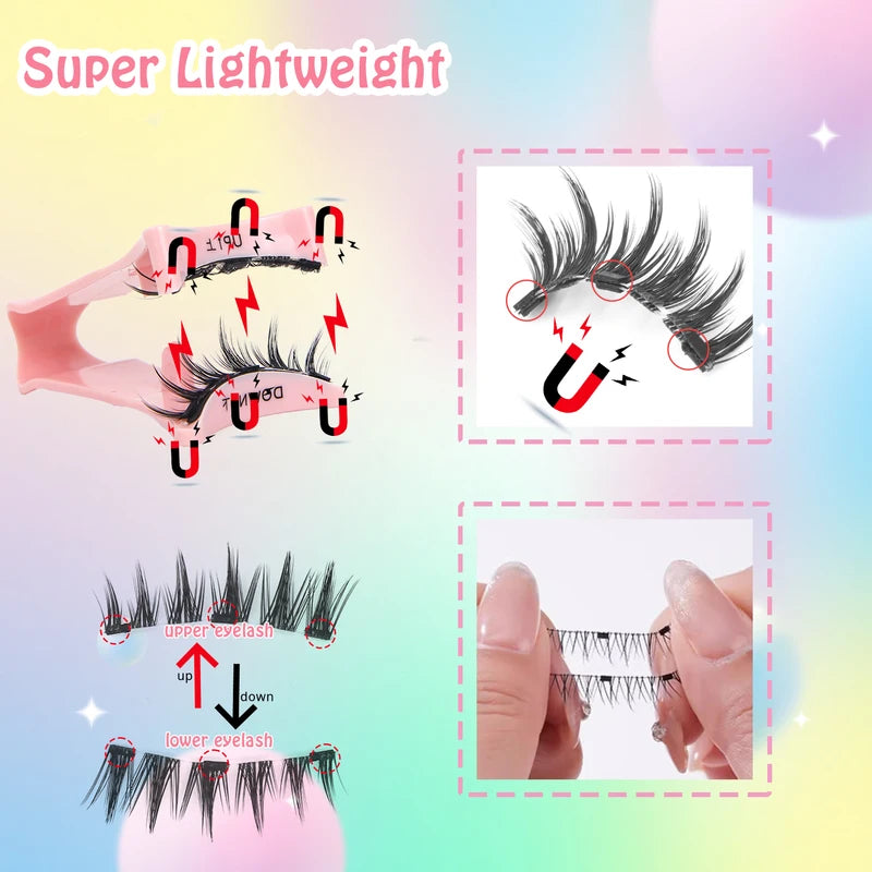Anime-Style Magnetic False Eyelashes Reusable Waterproof No Glue Natural Design