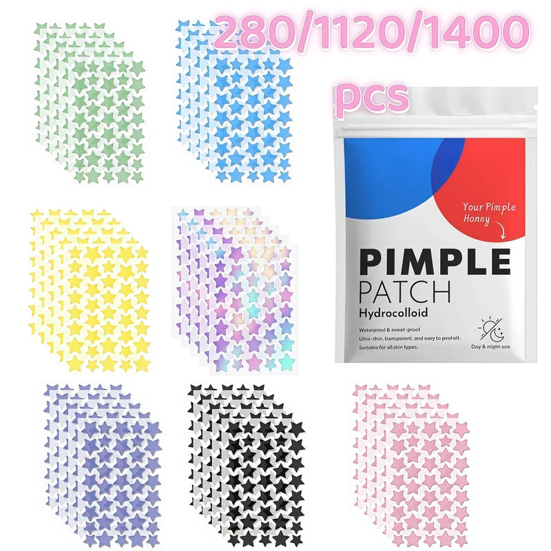 7-Color Star Acne Patch Set - Multi-Size Hydrocolloid Skin Covers for Acne Treatment