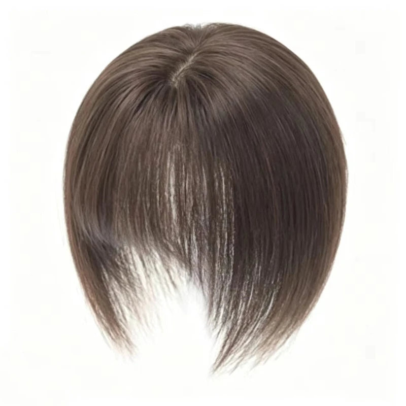 Synthetic Hair Topper with Bangs - Invisible 3D Hair Toupee for Men & Women