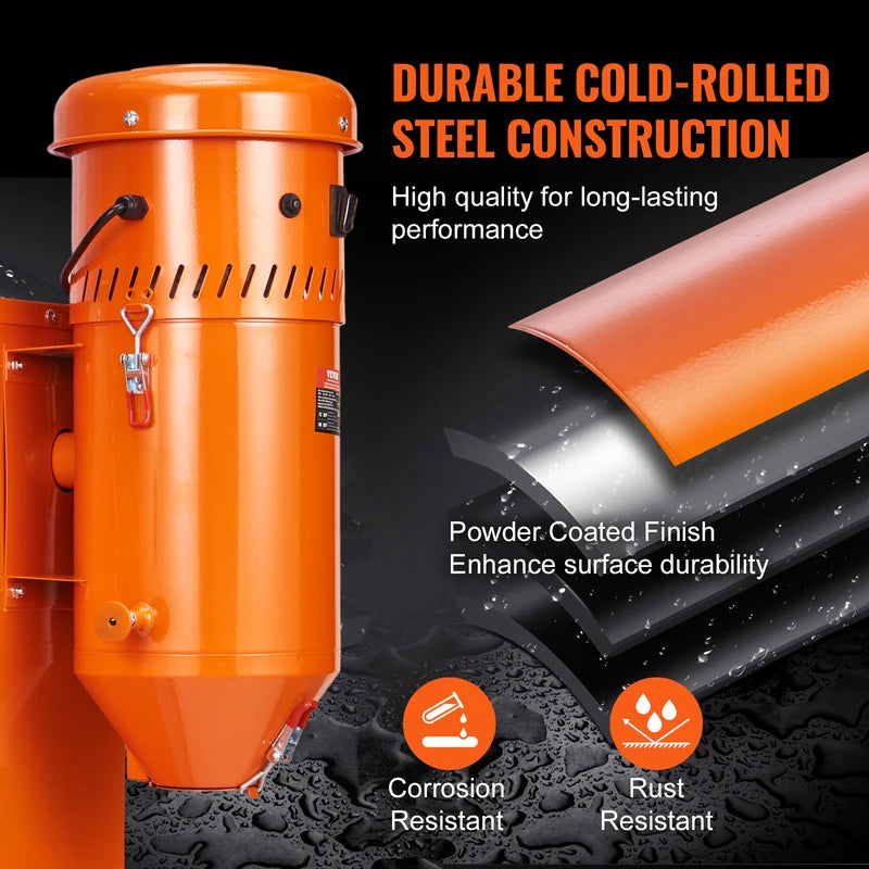 Dust Collection System with 1.6 HP Motor and 1.8 Gal Capacity for Sandblasting Cabinets